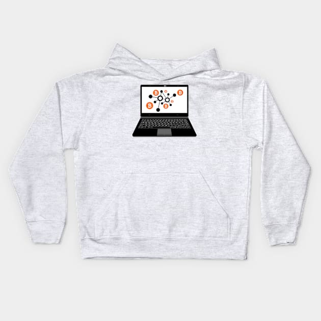 realistic laptop vector illustration display bitcoin digital assets network Kids Hoodie by asepsarifudin09